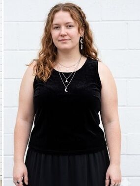 Vintage Black Stretch Velour Velvet Tank Top 90s Y2K Whimsigoth Goth size 24W